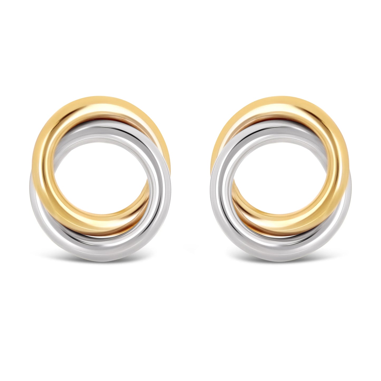 14k Gold Double Eternity Circle Stud Earrings