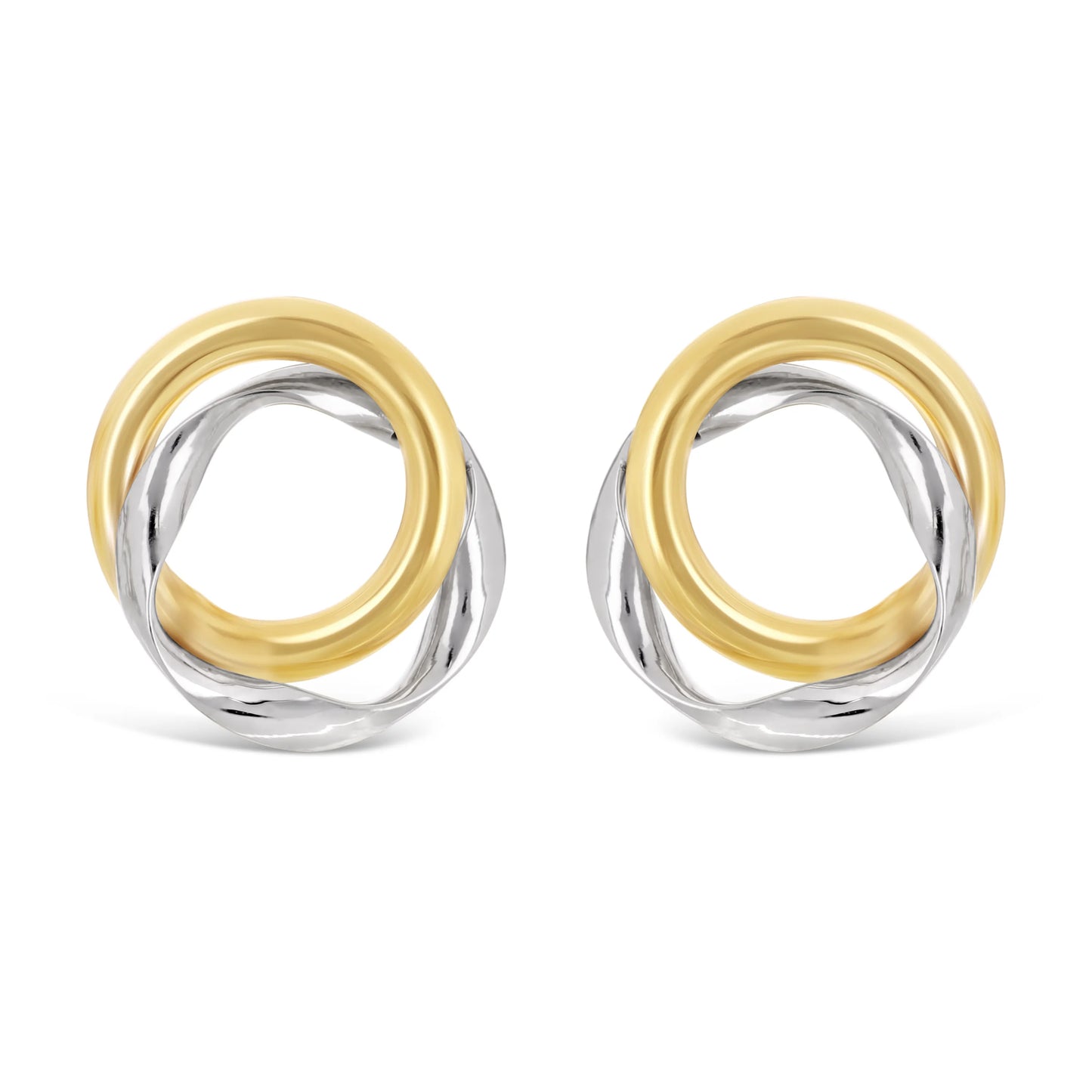 Italian 14k Yellow & White Gold Small Love Knot Stud Earrings