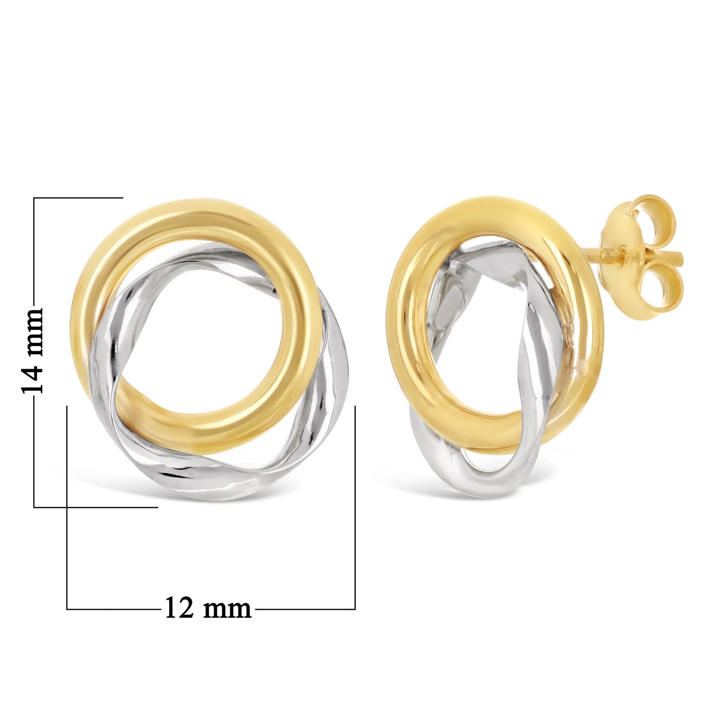 Italian 14k Yellow & White Gold Small Love Knot Stud Earrings