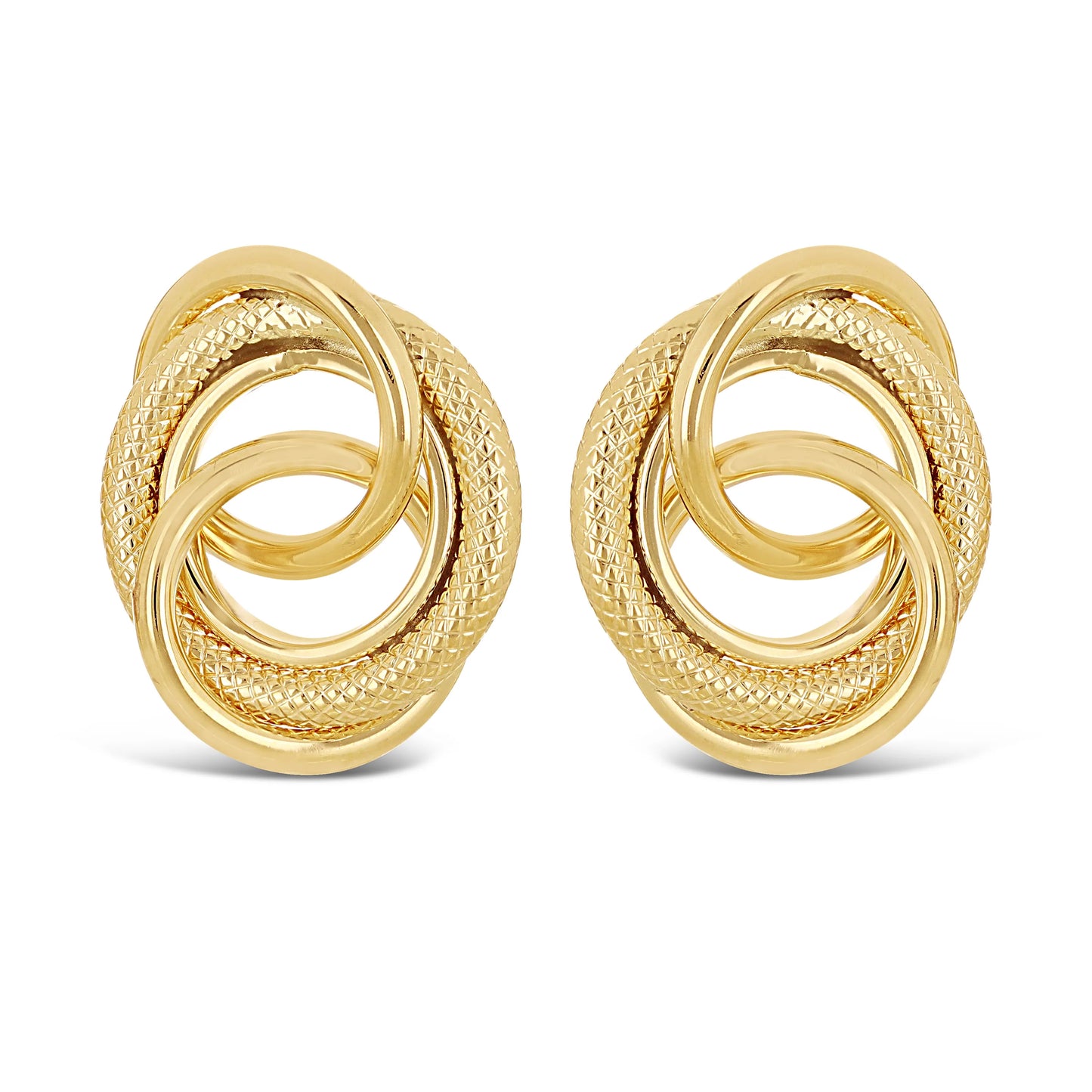 Italian 14k Multiple Circle Love Knot Stud Earrings