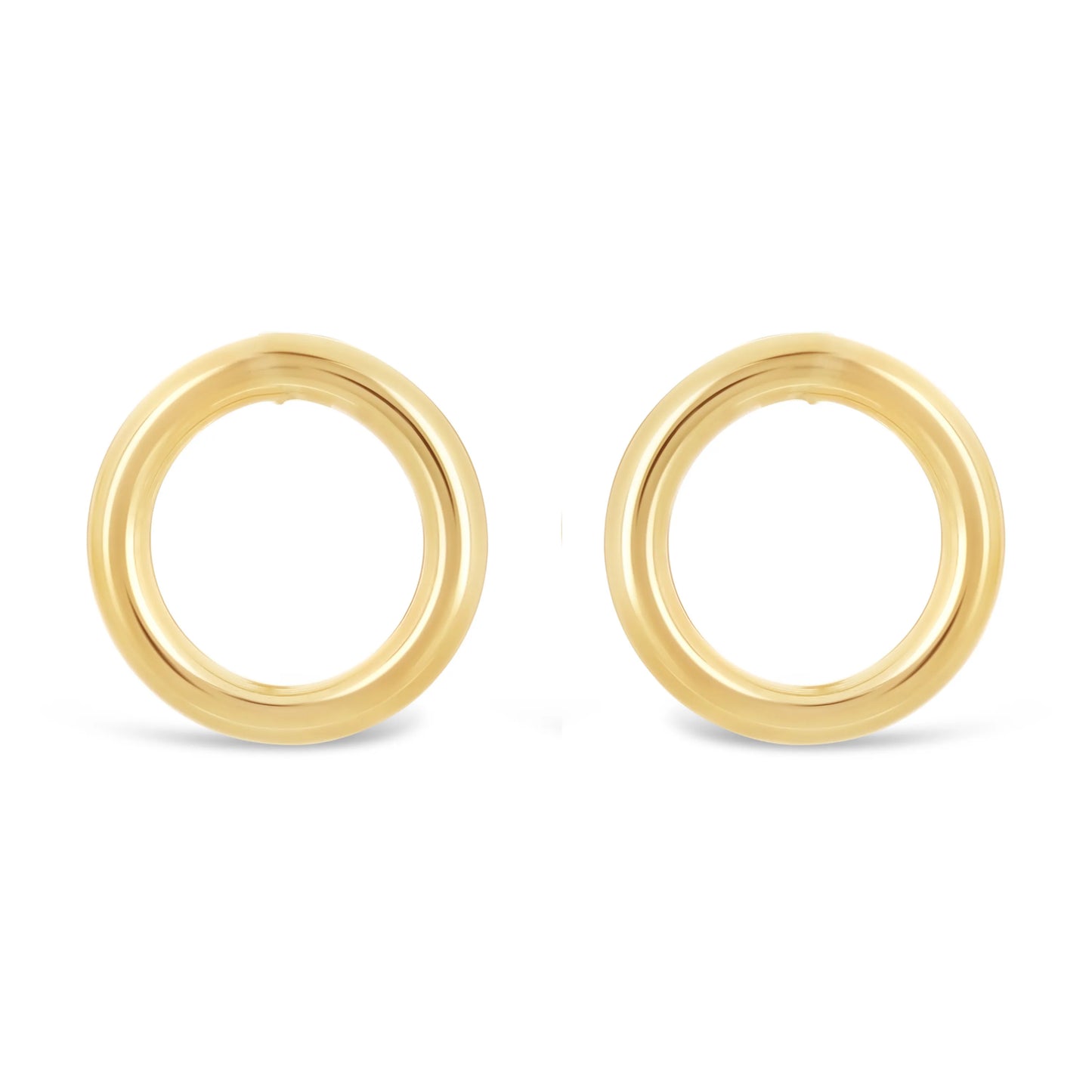 Italian 14k Gold Open Circle Hoop Stud Earrings
