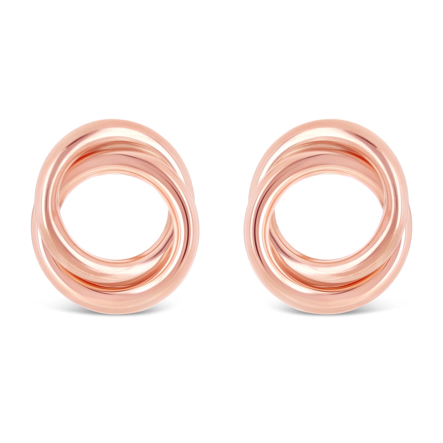 14k Gold Double Eternity Circle Stud Earrings