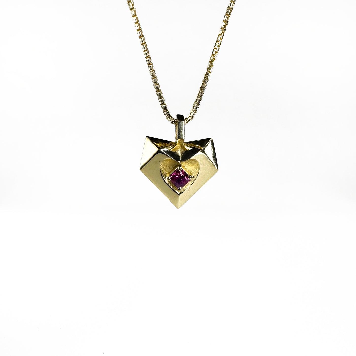14K Gold Heart Pendant with Sapphire
