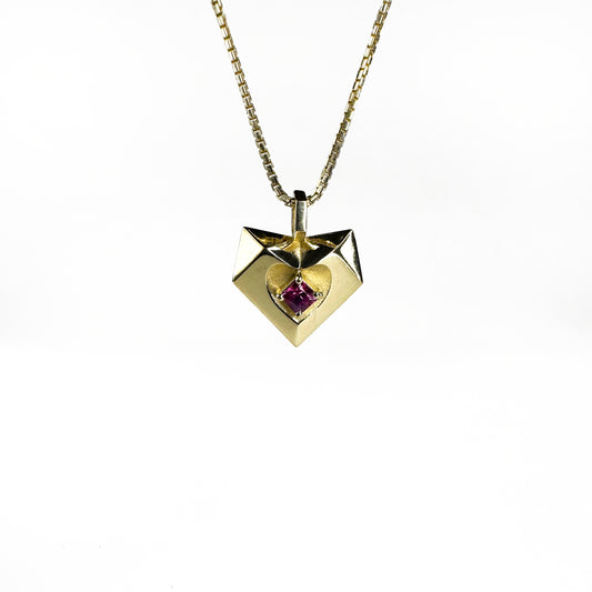 14K Gold Heart Pendant with Sapphire