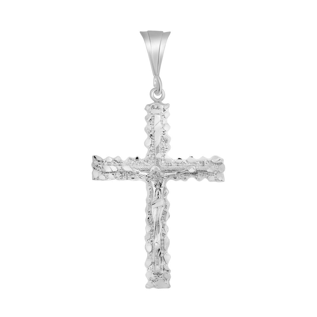 Silver 925 Nugget Style Cross w/ Jesus Pendant