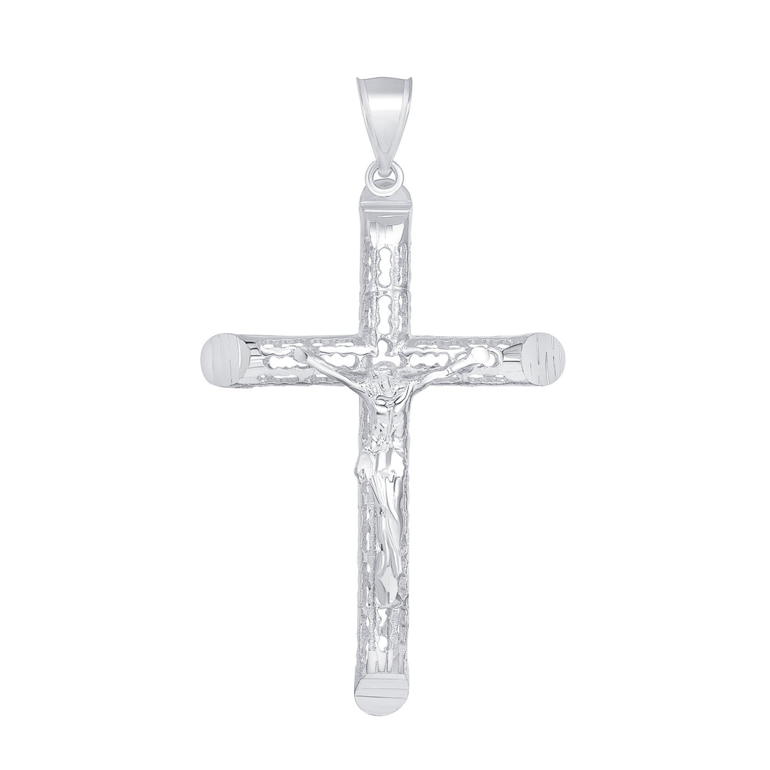 Silver 925 Tube Filigree Jesus Cross Pendant