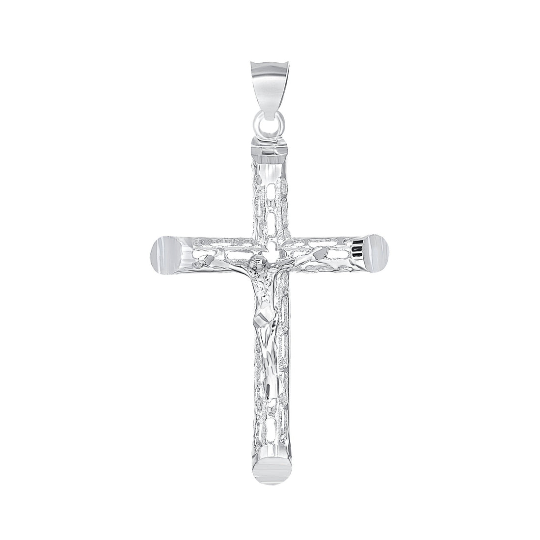 Silver 925 Tube Filigree Jesus Cross Pendant