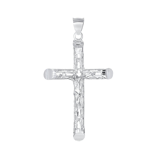 Silver 925 Tube Filigree Jesus Cross Pendant