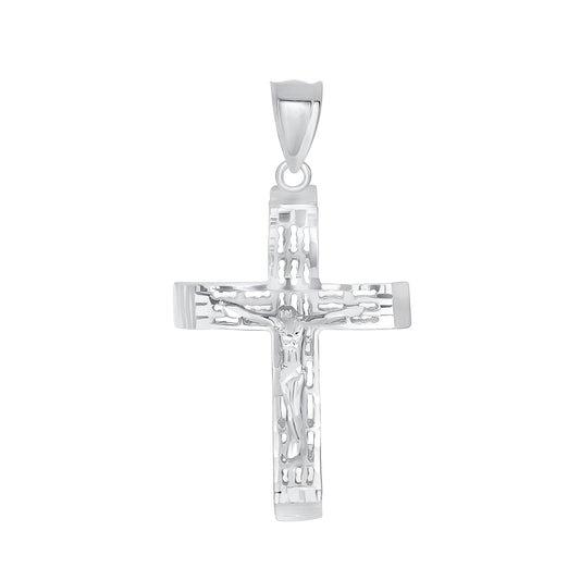 Silver 925 Square Filigree Jesus Cross Pendant