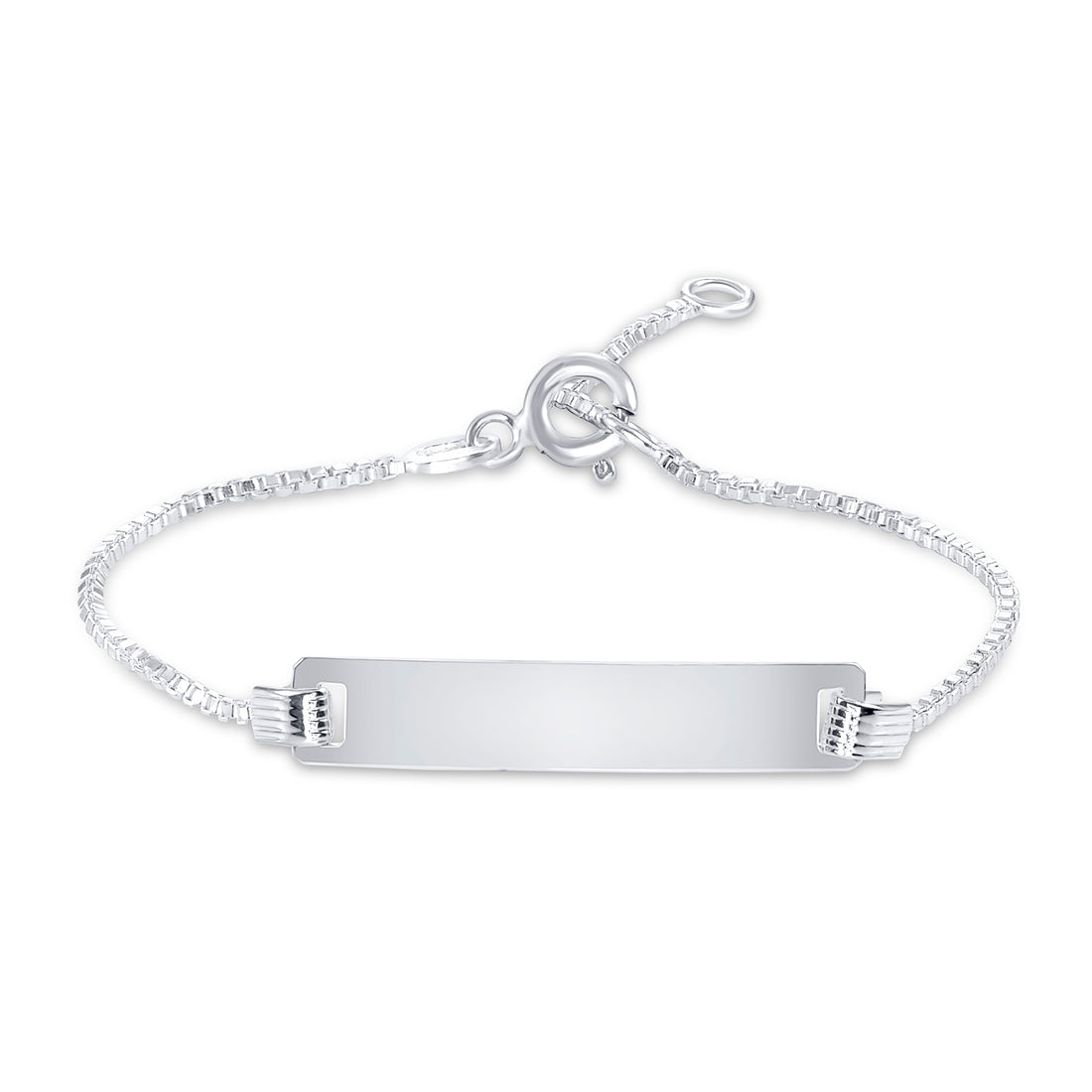 Silver Kids ID Box Bracelet