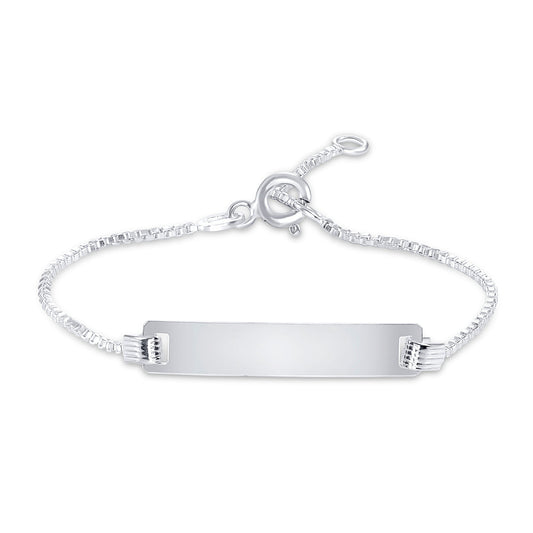 Silver Kids ID Box Bracelet