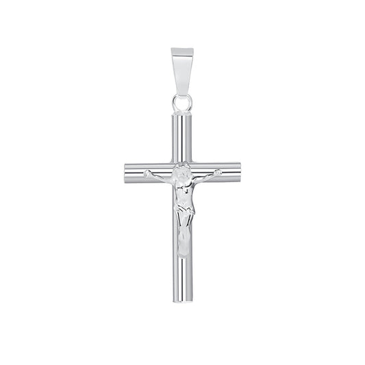 Silver 925 Tube Cross Crucified Jesus Pendant