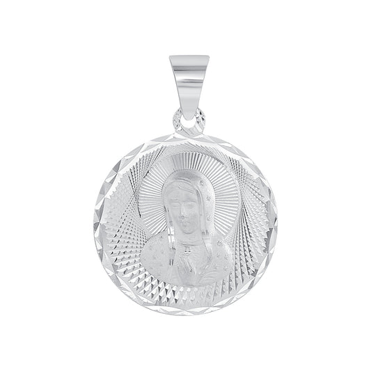 Silver 925 Virgin of Guadalupe Diamond Cut Medallion