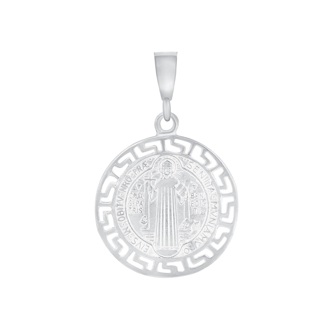 Silver 925 Saint Benedict Greek Finish Double Side Pendant