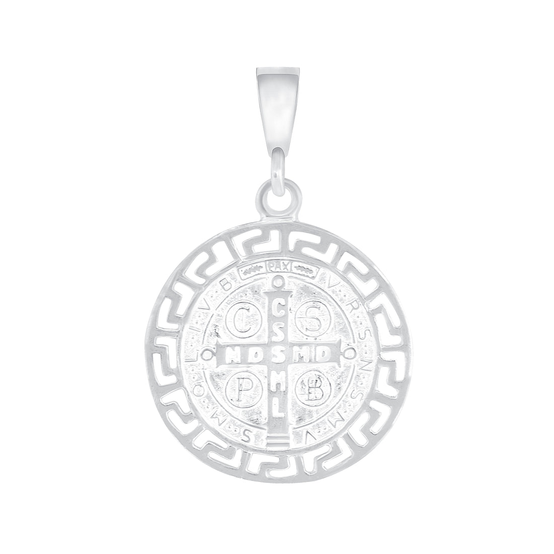 Silver 925 Saint Benedict Greek Finish Double Side Pendant