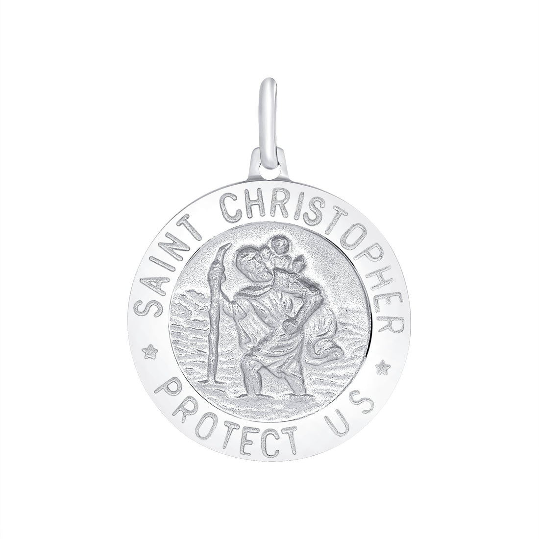 Silver 925 Rhodium Plated Saint Christopher Pendant