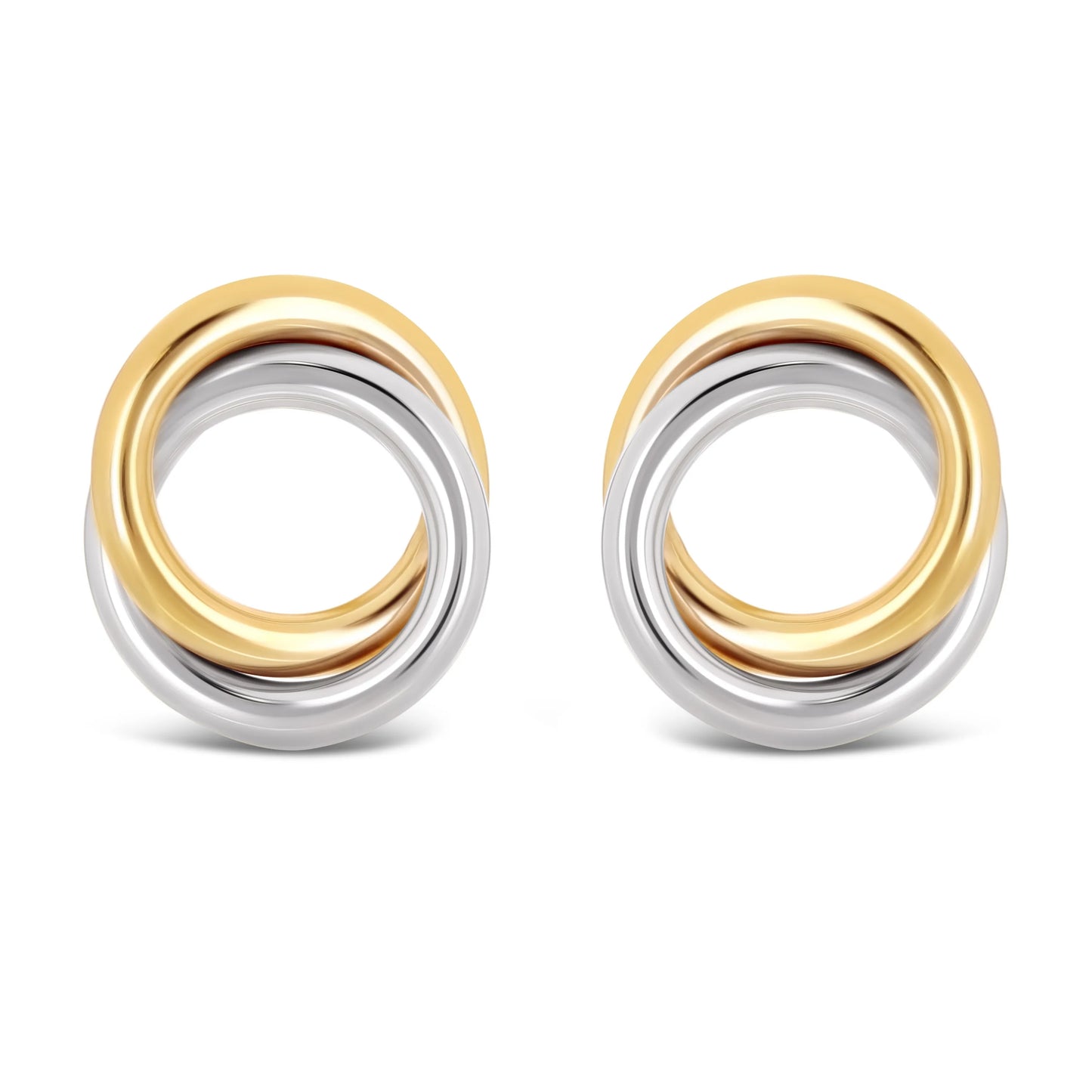 14k Gold Double Eternity Circle Stud Earrings