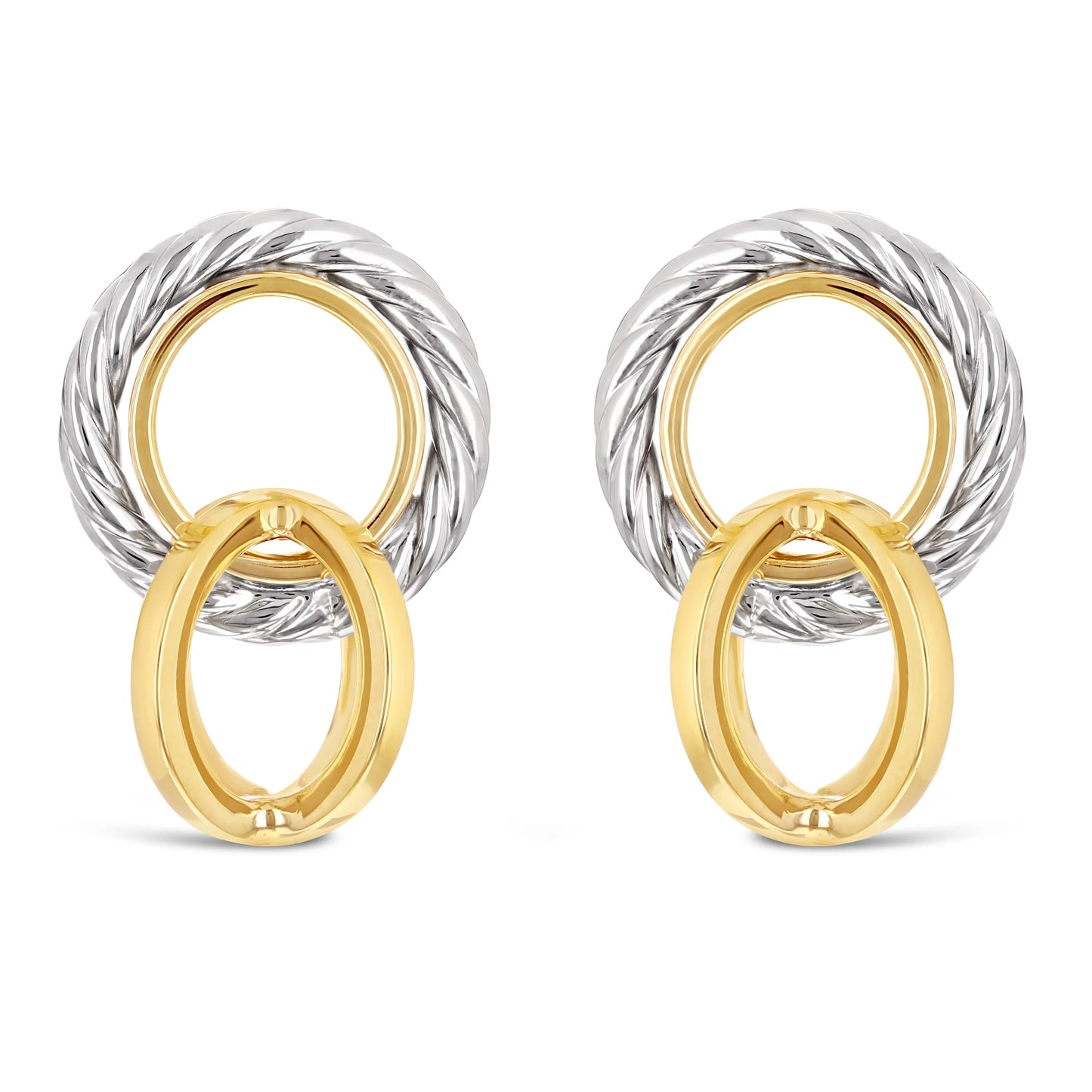 Italian 14k Gold Rope Circle Drop Earrings