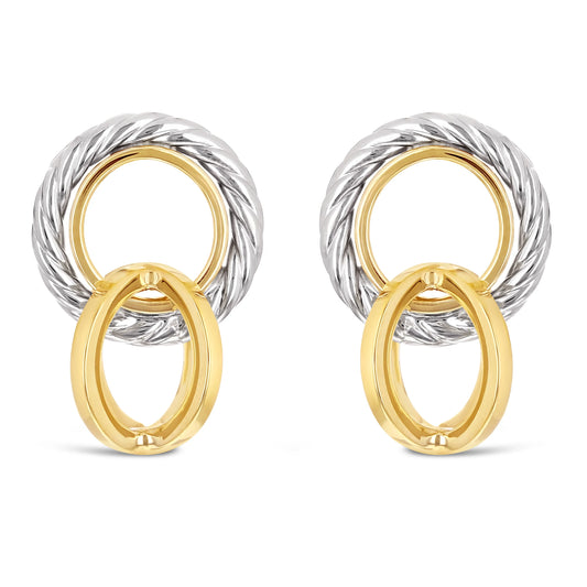 Italian 14k Gold Rope Circle Drop Earrings