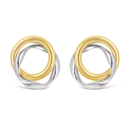 Italian 14k Yellow & White Gold Small Love Knot Stud Earrings