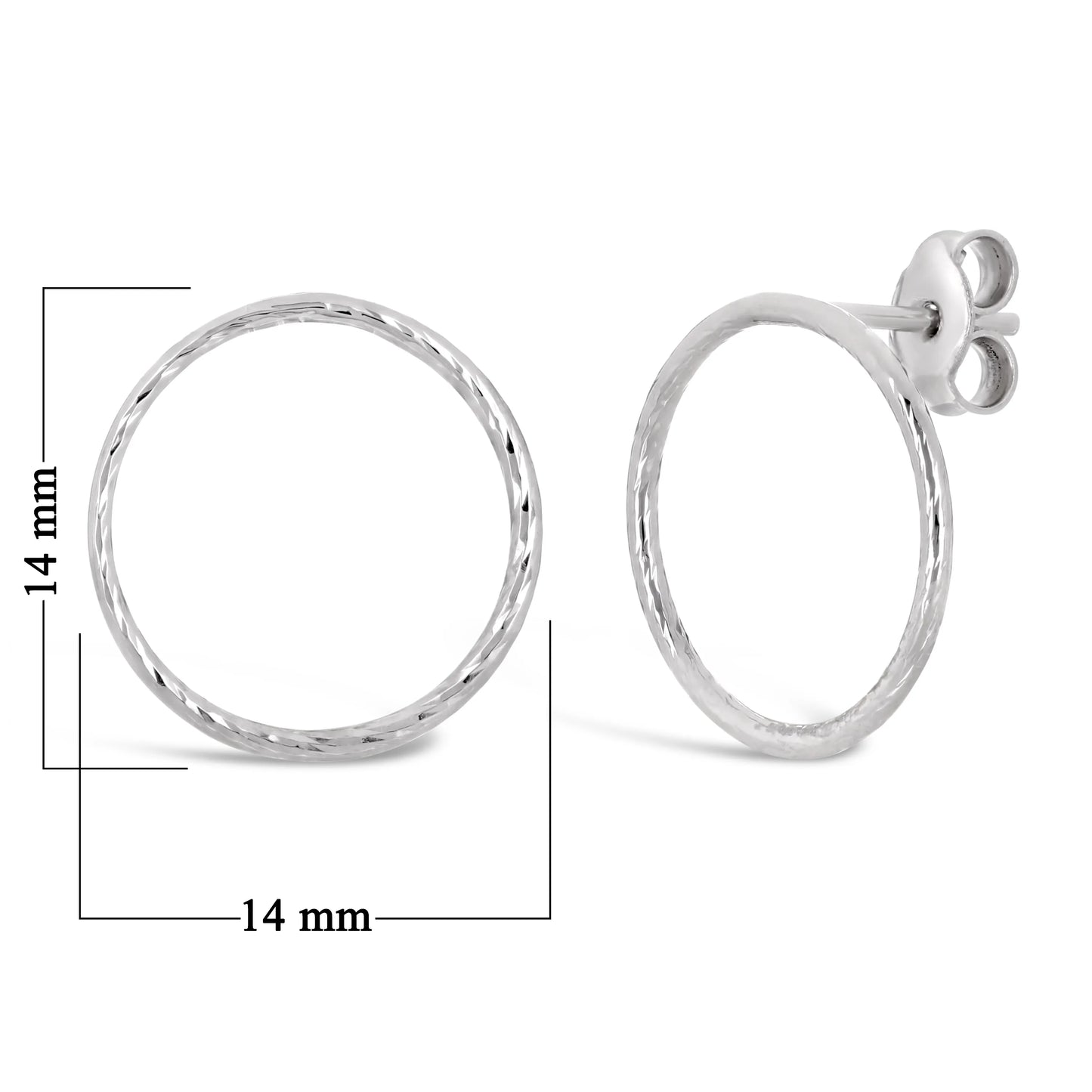 Italian 14k Gold Thin Circle Hoop Stud Earring