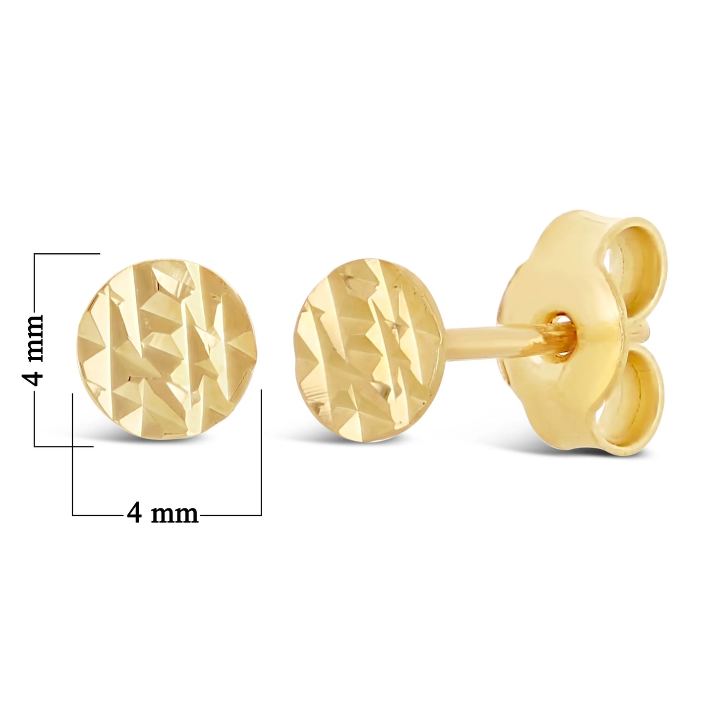 Italian 14k Gold Petite Round Textured Stud Earrings 4mm