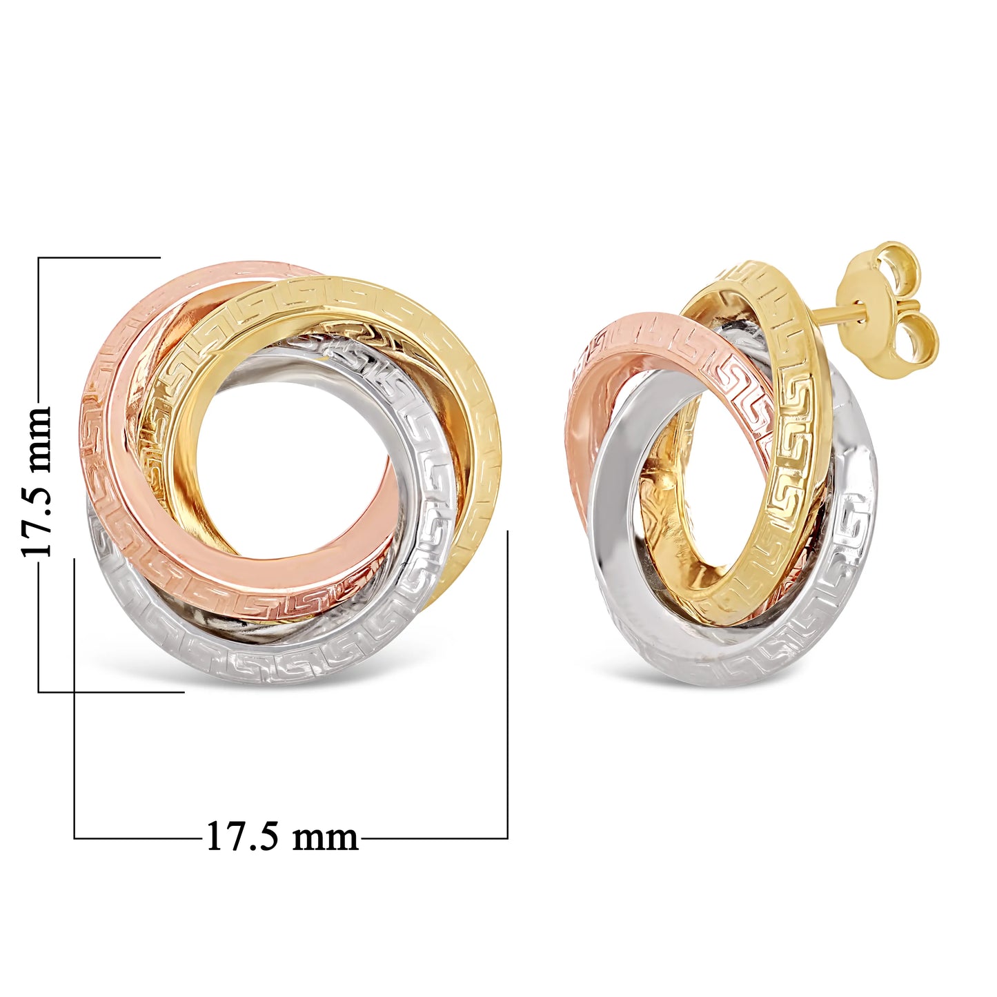 Italian 14k Gold Triple Circle Love Knot Earrings