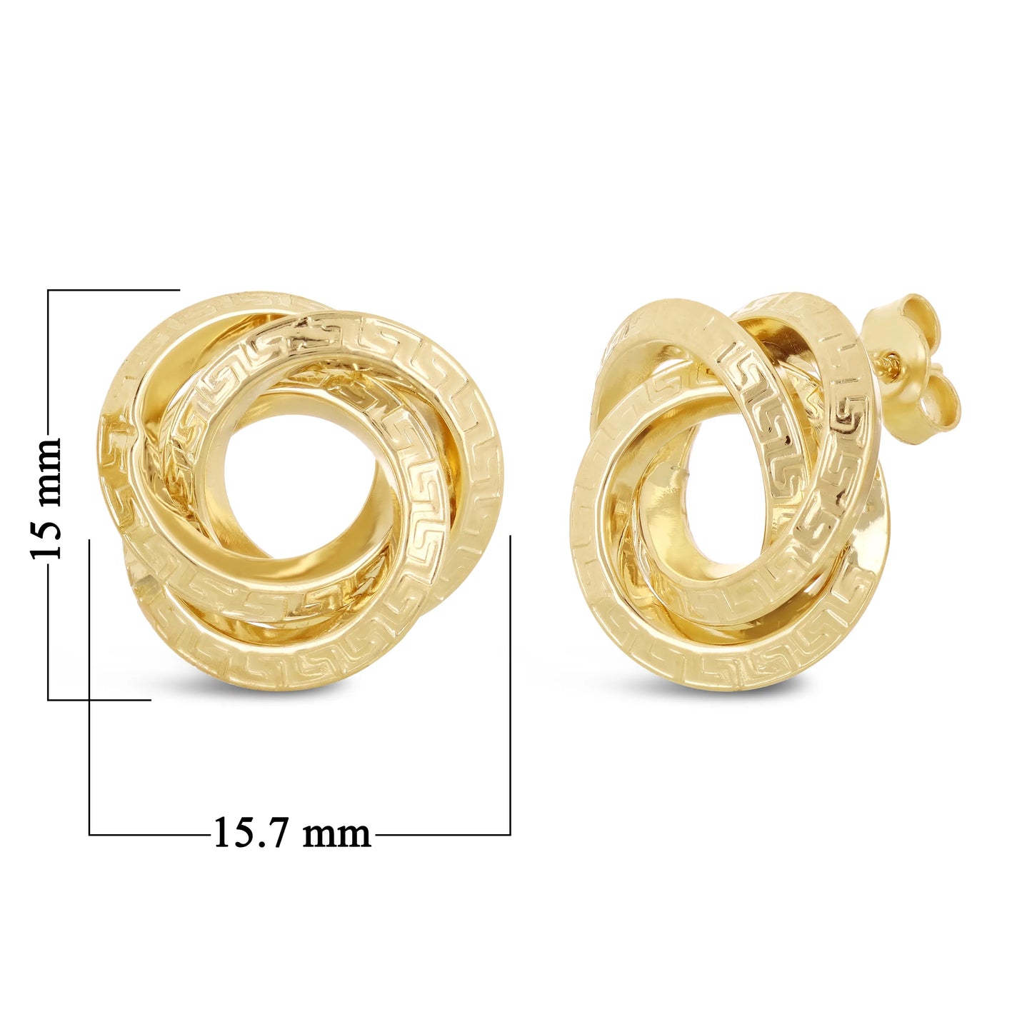 Italian 14k Gold Triple Circle Love Knot Earrings