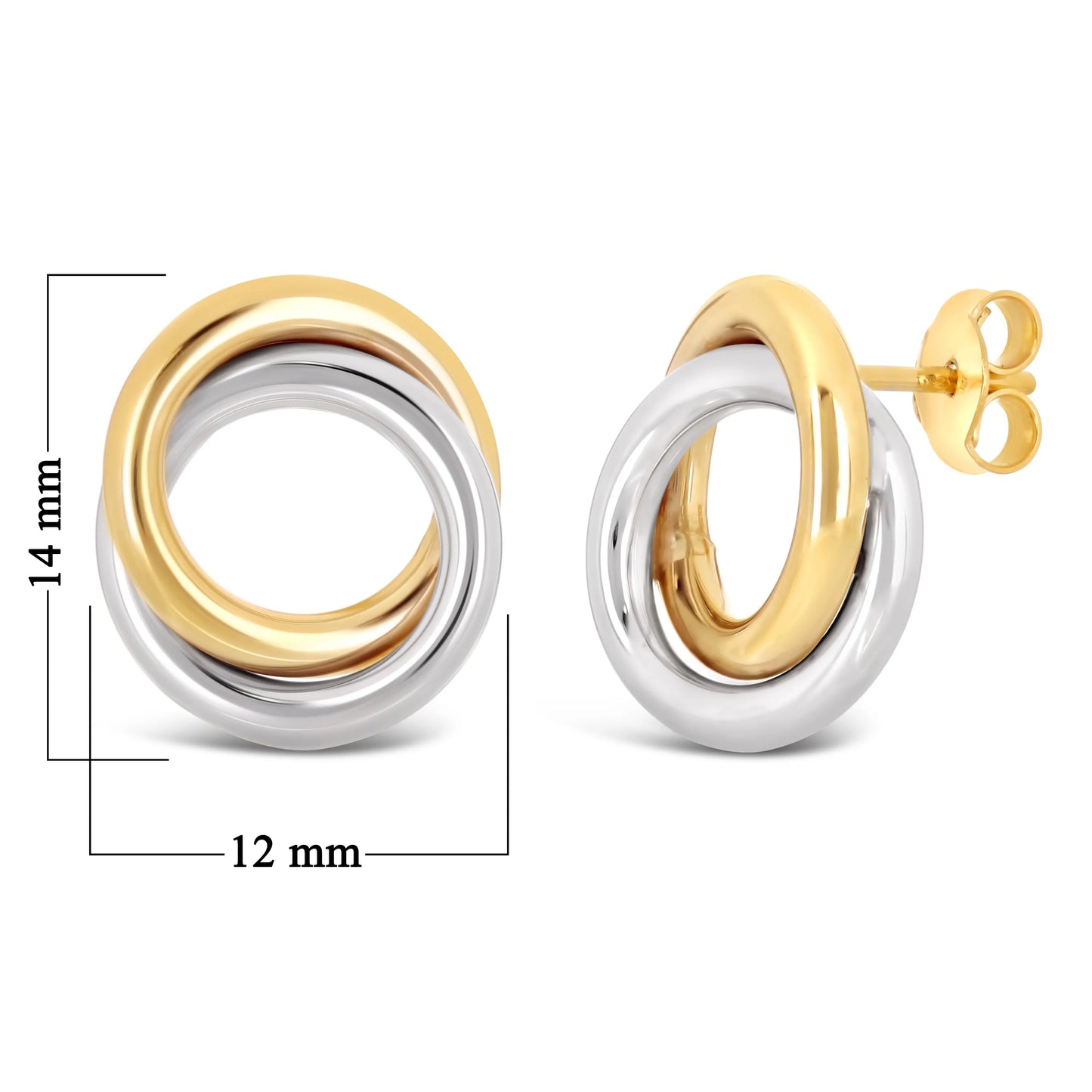 14k Gold Double Eternity Circle Stud Earrings