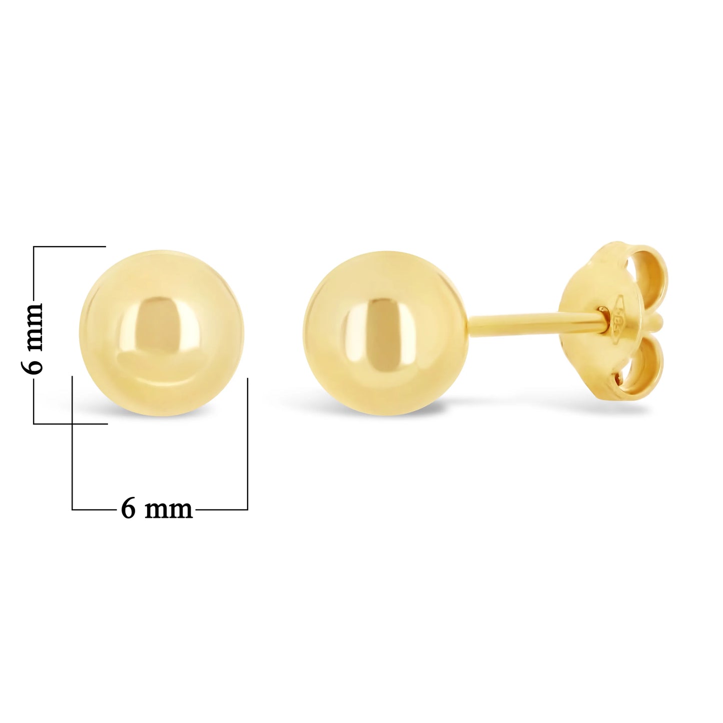 Italian 14k Gold Round Ball Stud Earrings