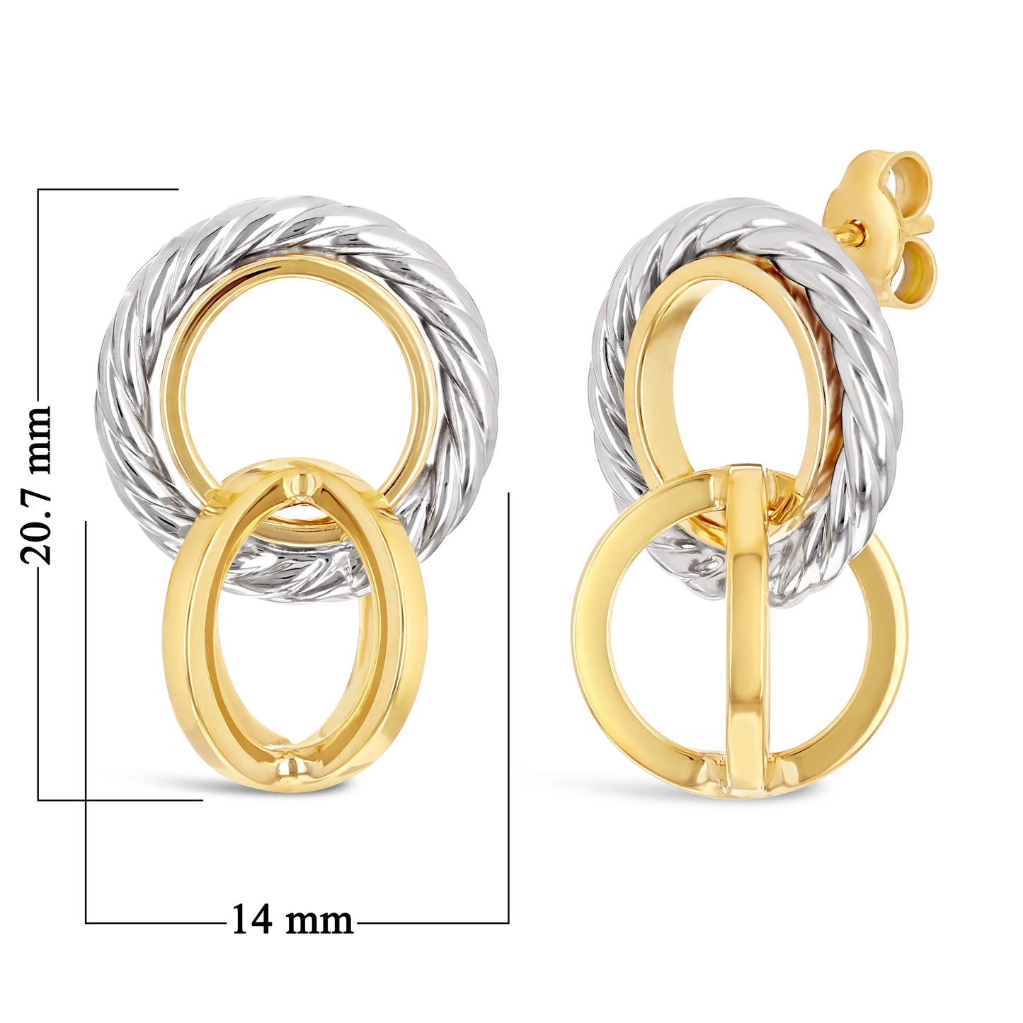 Italian 14k Gold Rope Circle Drop Earrings