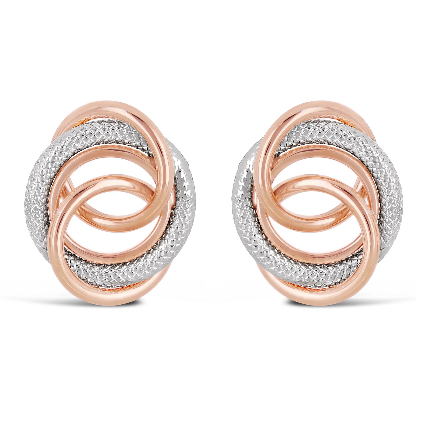 Italian 14k Multiple Circle Love Knot Stud Earrings