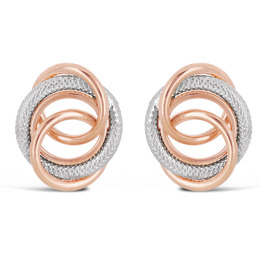 Italian 14k Multiple Circle Love Knot Stud Earrings