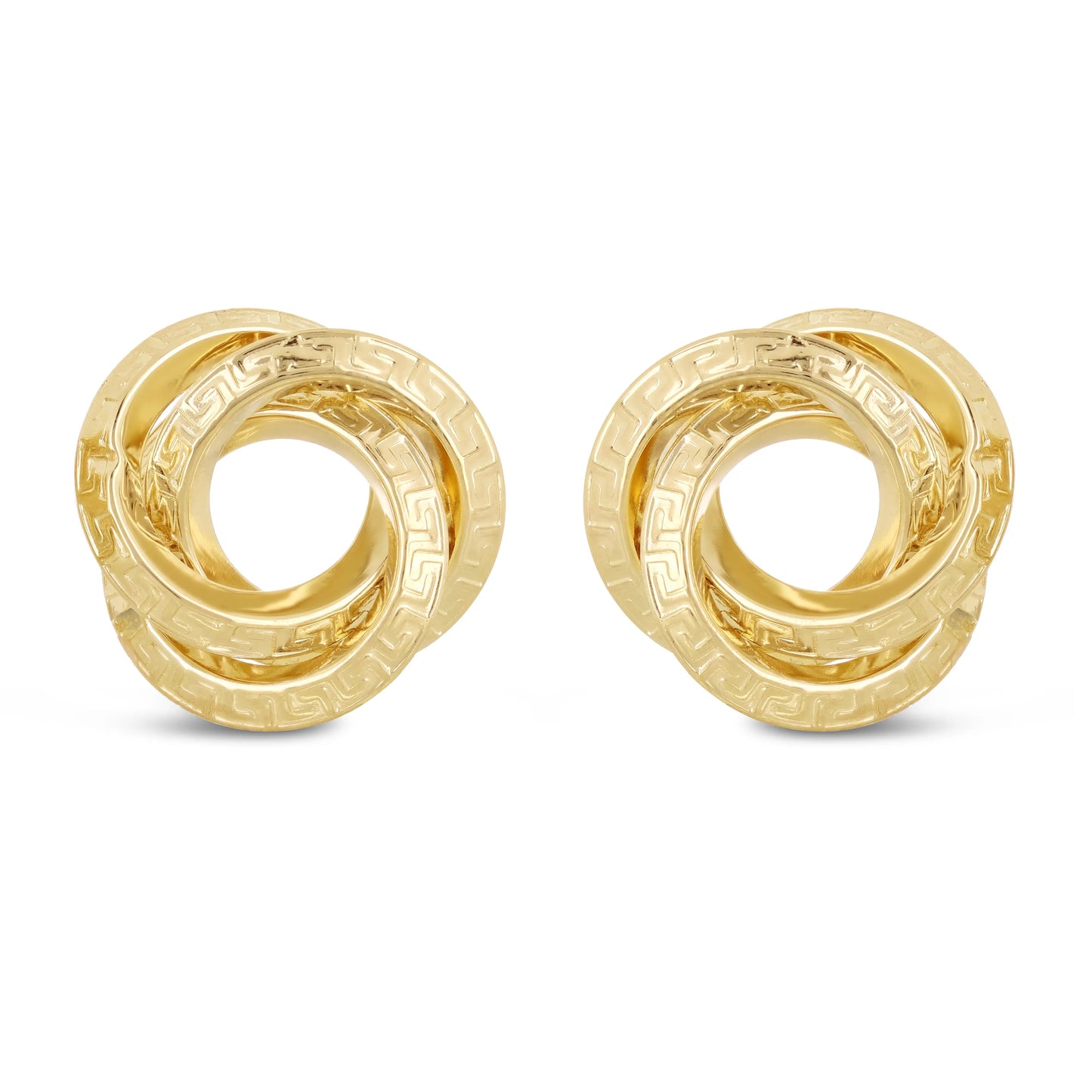 Italian 14k Gold Triple Circle Love Knot Earrings