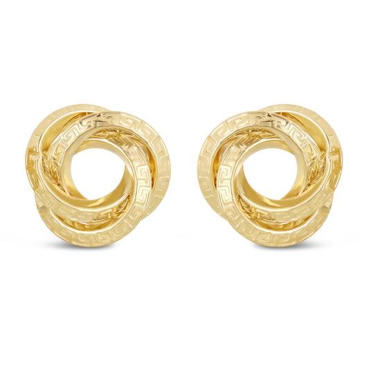 Italian 14k Gold Triple Circle Love Knot Earrings