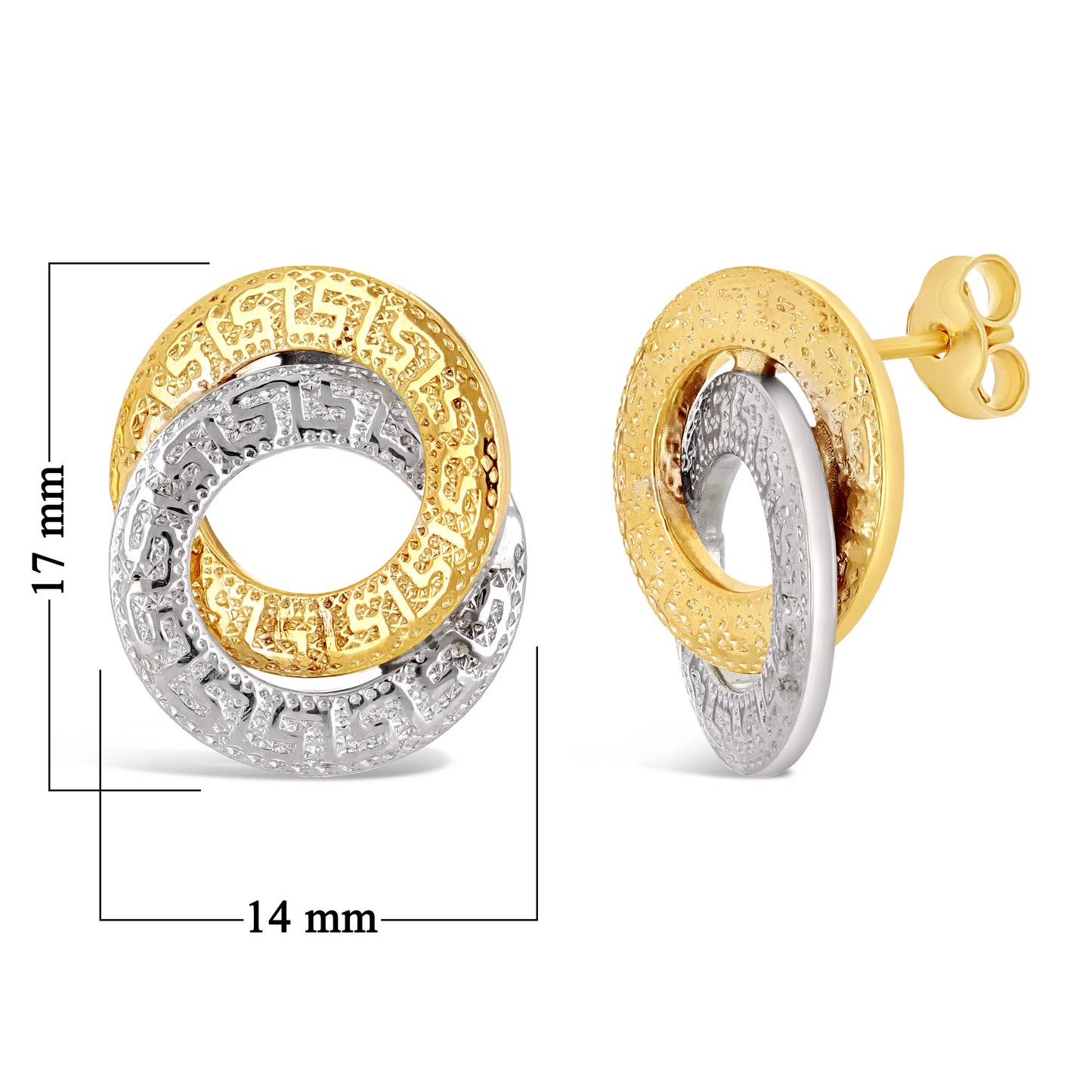 Italian 14k Gold Greek Key Knot Stud Earrings