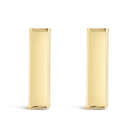 Italian 14k Yellow Gold Petite Bar Stick Stud Earrings