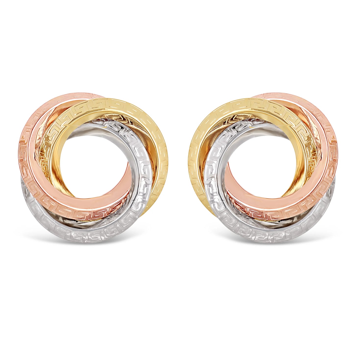 Italian 14k Gold Triple Circle Love Knot Earrings