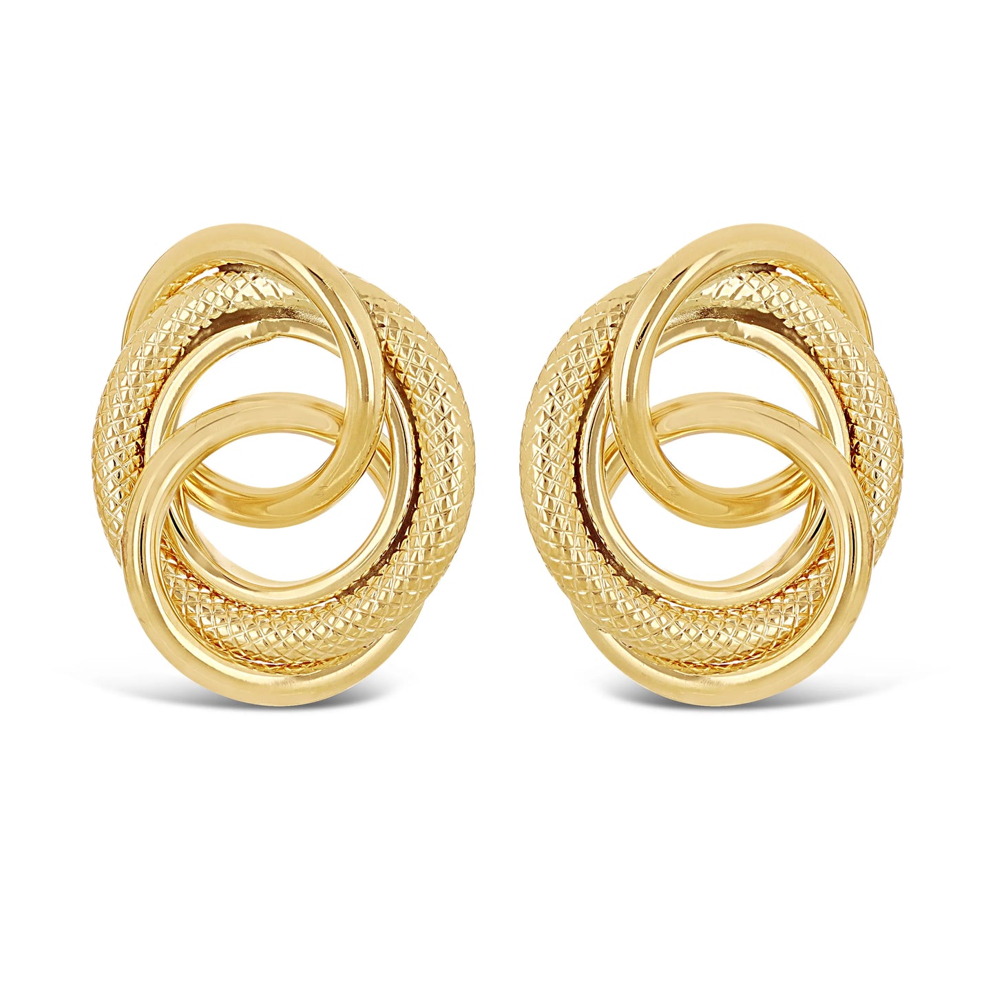 Italian 14k Multiple Circle Love Knot Stud Earrings