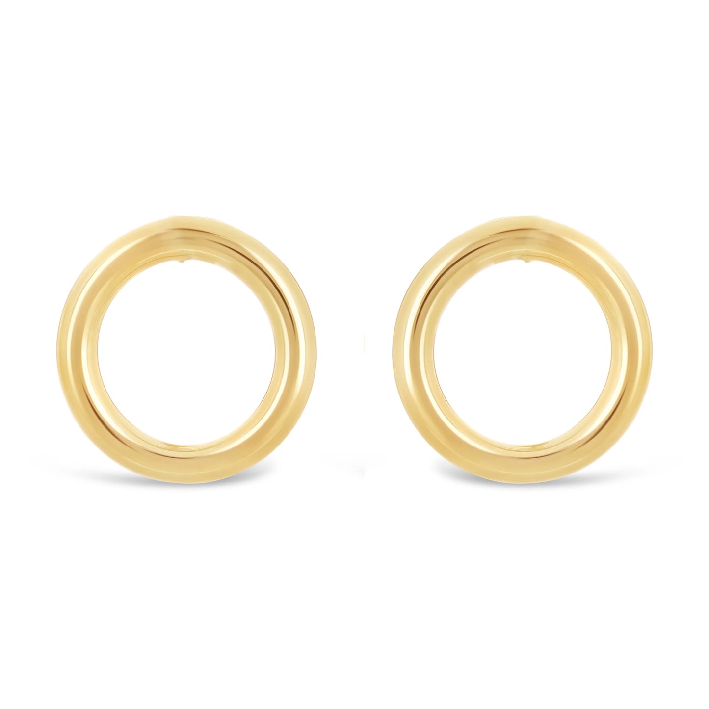 Italian 14k Gold Open Circle Hoop Stud Earrings