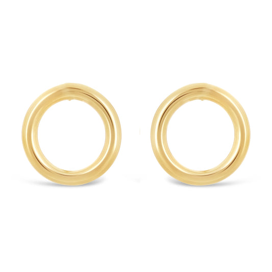 Italian 14k Gold Open Circle Hoop Stud Earrings