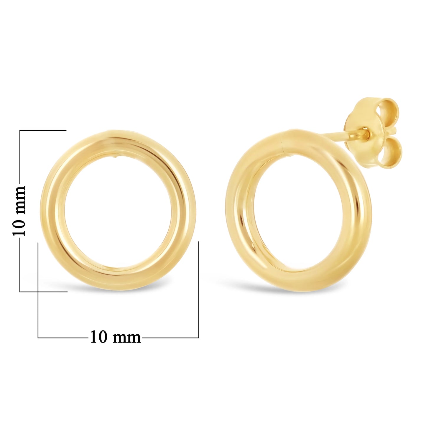 Italian 14k Gold Open Circle Hoop Stud Earrings