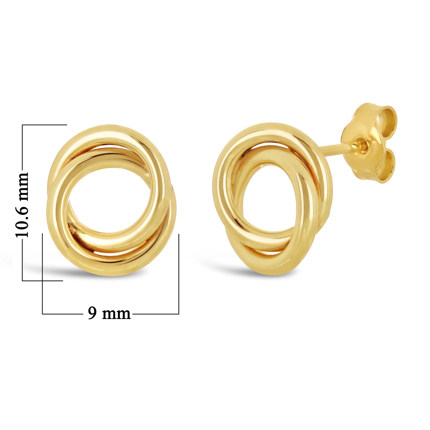 14k Gold Double Eternity Circle Stud Earrings