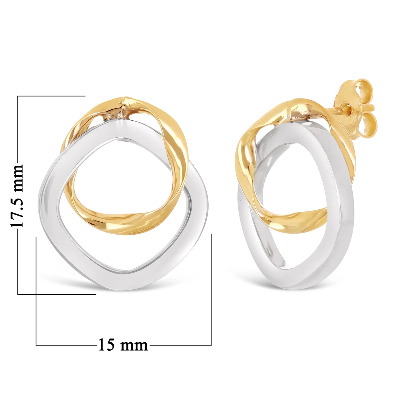 Italian 14k Yellow & White Gold Bright Shine Double Hoop Stud Earrings