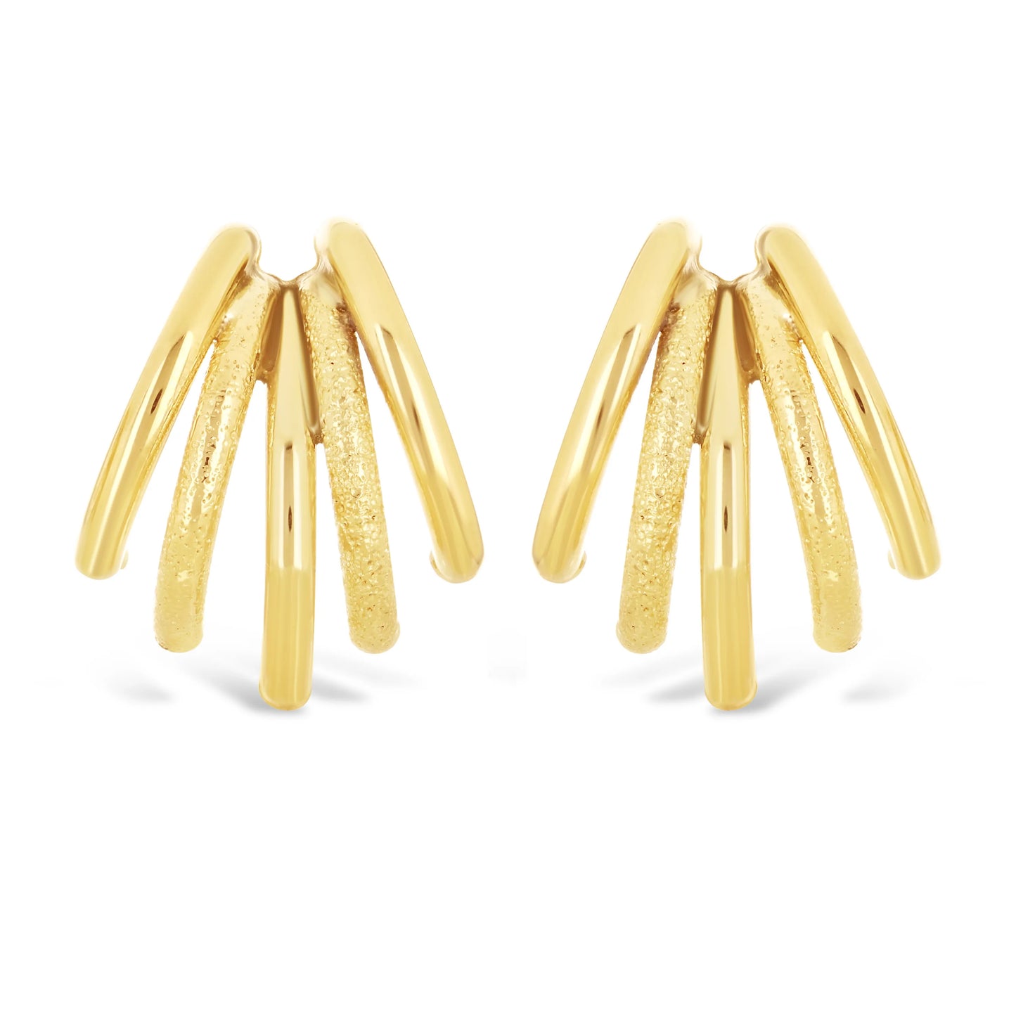 Italian 14k Macaroni Quarter Hoop Stud Earrings