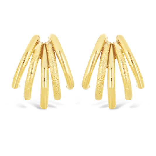 Italian 14k Macaroni Quarter Hoop Stud Earrings