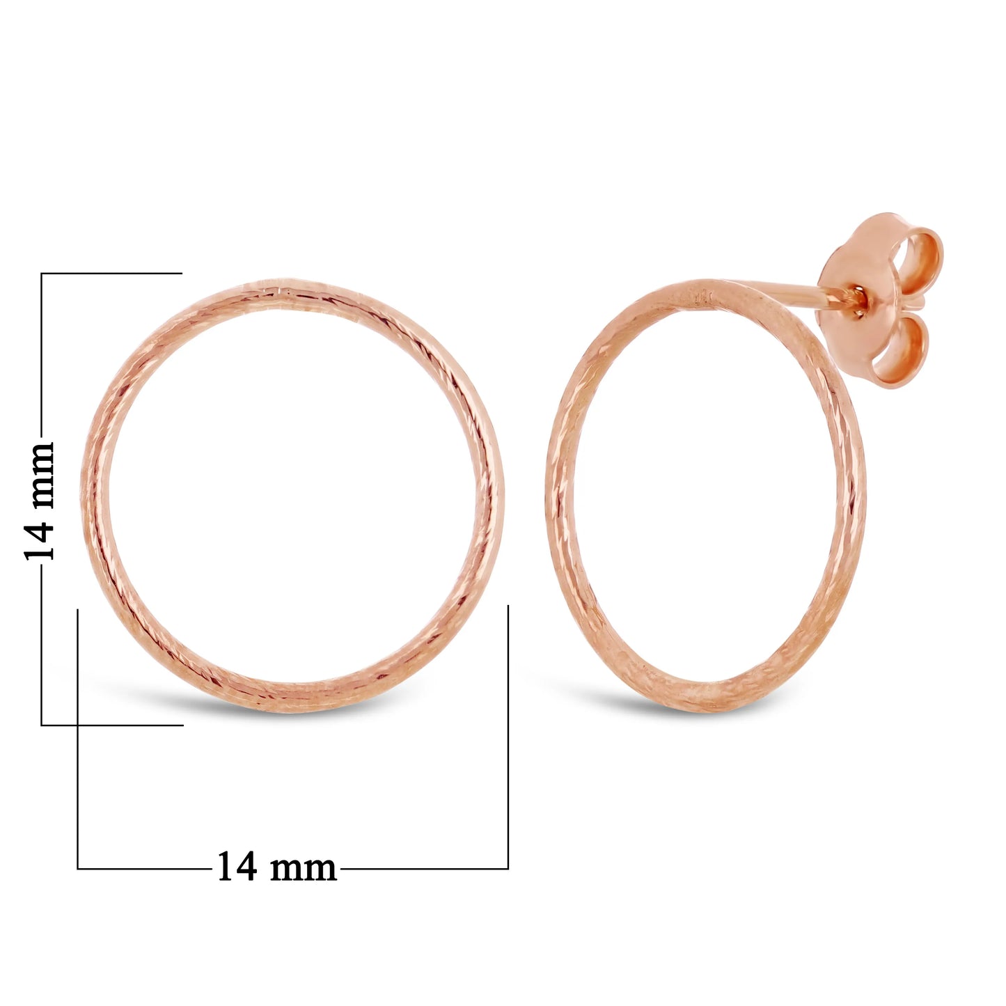 Italian 14k Gold Thin Circle Hoop Stud Earring