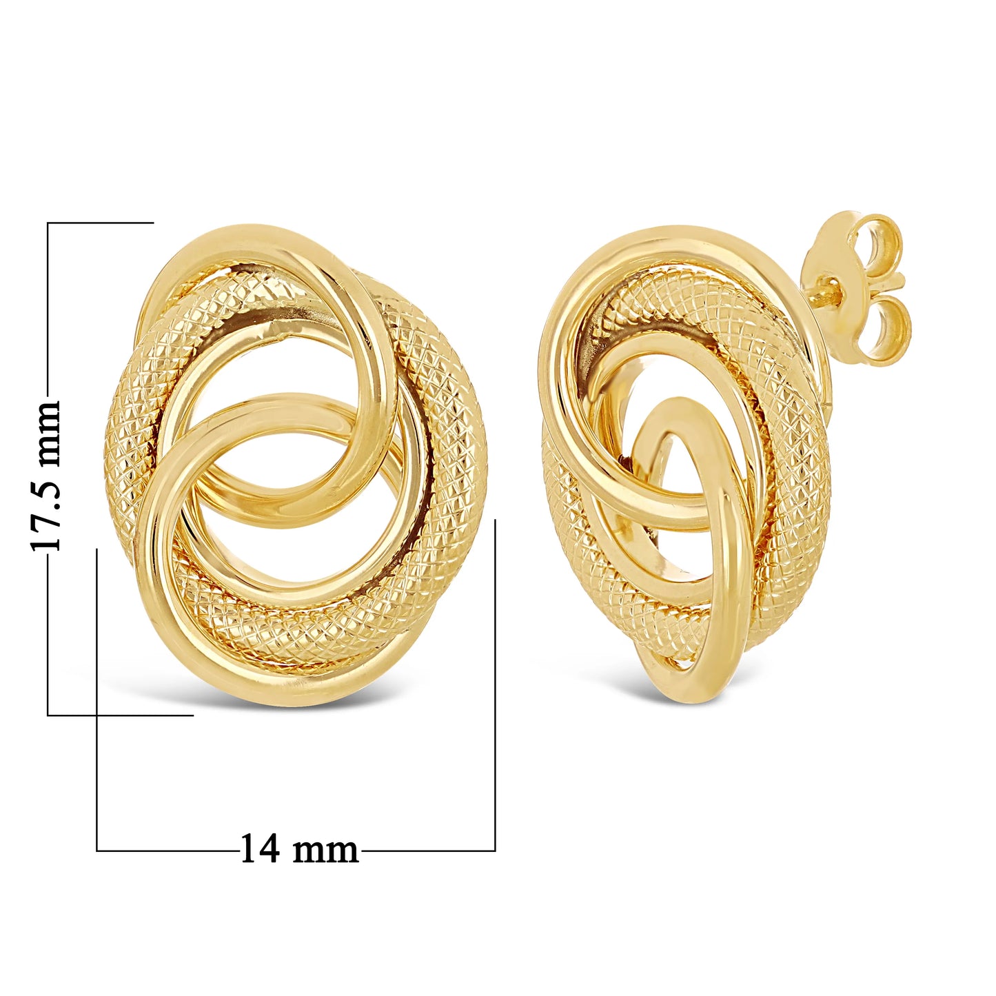 Italian 14k Multiple Circle Love Knot Stud Earrings