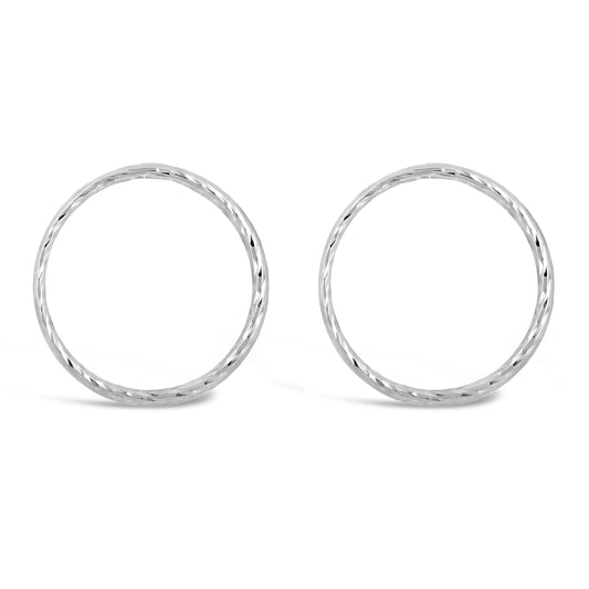 Italian 14k Gold Thin Circle Hoop Stud Earring