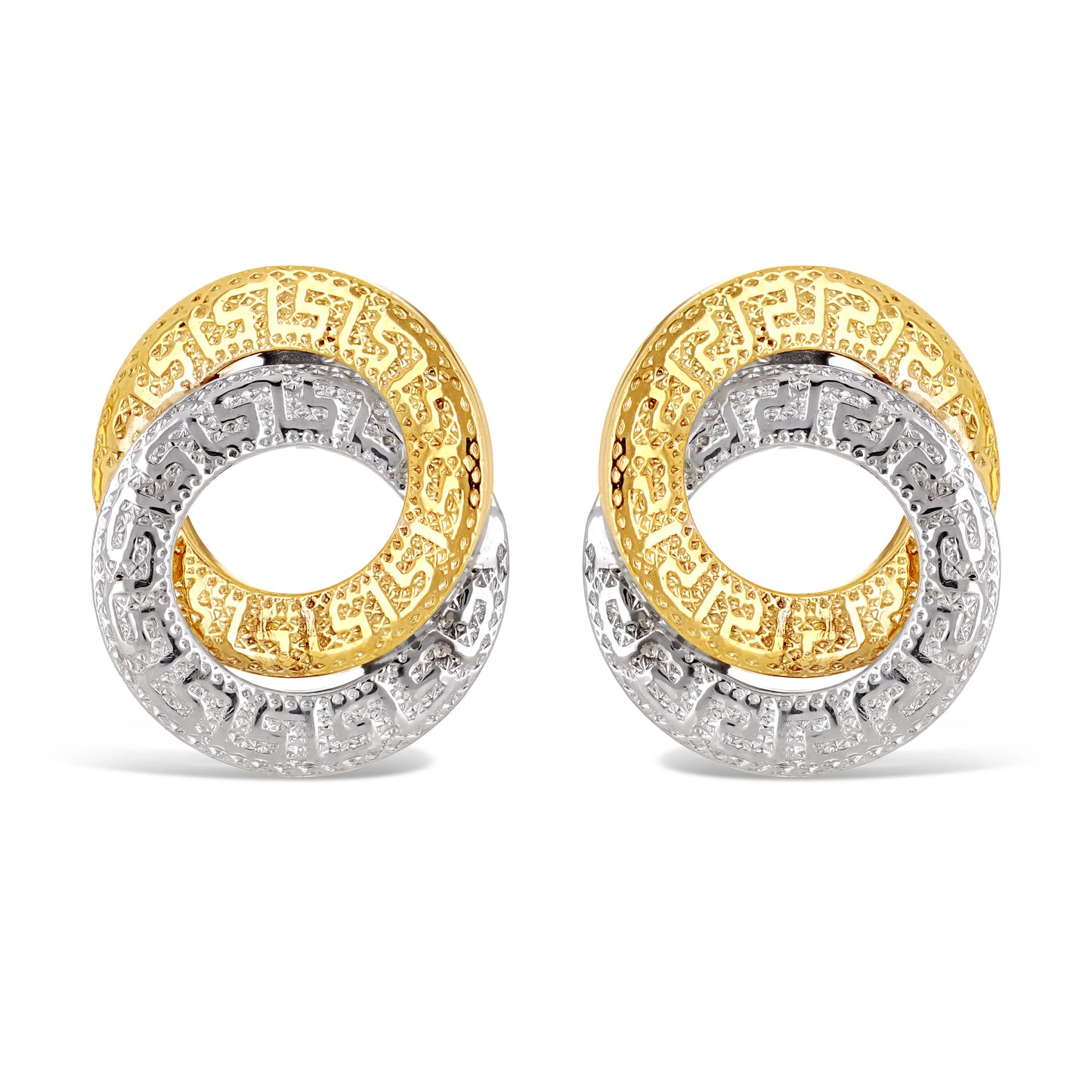 Italian 14k Gold Greek Key Knot Stud Earrings